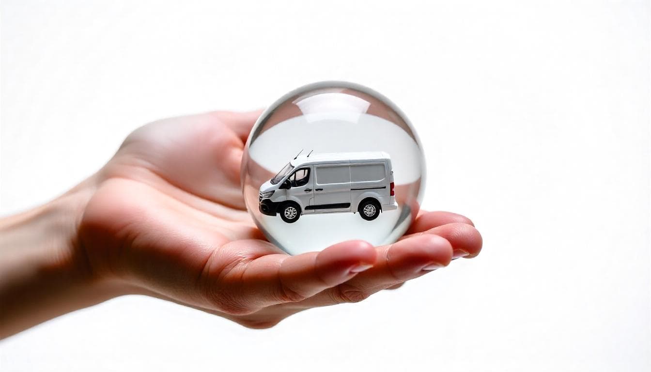 Pretium Agency hero background showing a van reflected in a crystal ball